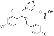 structure of CAS# 24169-02-6, Econazole nitrate;1-[2-[(4-Chlorophenyl)methoxy]-2-(2,4-dichlorophenyl)-ethyl]-1H-imidazole mononitrate; 1-(2,4-Dichloro-beta-((p-chlorobenzyl)oxy)phenethyl)imidazole nitrate