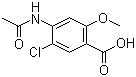 结构式 CAS# 24201-13-6, 2-甲氧基-4-乙酰胺基-5-氯苯甲酸