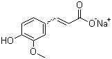 结构式 CAS# 24276-84-4, 阿魏酸钠; 3-甲氧基-4-羟基肉桂酸钠