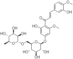 结构式 CAS# 24292-52-2, 甲基橙皮甙查尔酮; 橙皮甲基苯基苯乙烯酮