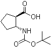 结构式 CAS# 245115-25-7, (1R,2R)-2-[[叔丁氧羰基]氨基]环戊烷羧酸