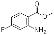 structure of CAS# 2475-81-2, 2-Amino-4-fluorobenzoic acid methyl ester;Methyl 2-amino-4-fluorobenzoate; Methyl 4-fluoroanthranilate