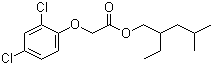 structure of CAS# 25168-26-7, 2,4-D isooctyl ester;Isooctyl (2,4-dichlorophenoxy)acetate; 2-Ethyl-4-methylpentyl 2,4-dichlorophenoxyacetate