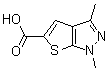 结构式 CAS# 25252-46-4, 1,3-二甲基-1H-噻吩并[2,3-c]吡唑-5-羧酸