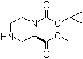 structure of CAS# 252990-05-9, (R)-N-Boc-piperazine-2-carboxylic acid methyl ester;Piperazine-1,2-dicarboxylic acid 1-tert-butyl ester 2-methyl ester