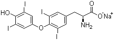 结构式 CAS# 25416-65-3, L-甲状腺素钠; 左旋甲状腺素钠; (2S)-2-氨基-3-[4-(4-羟基-3,5-二碘-苯氧基)-3,5-二碘苯基]丙酸钠