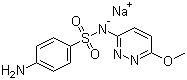 结构式 CAS# 2577-32-4, 长效磺胺钠; 磺胺甲氧哒嗪钠; 4-氨基-N-(6-甲氧基哒嗪-3-基)苯磺酰胺钠