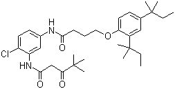 结构式 CAS# 26110-32-7, alpha-特戊酰基-N-[2-氯-5-[4-(2,4-二特戊基苯氧基)正丁酰胺基]]乙酰苯胺