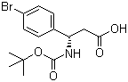 结构式 CAS# 261165-06-4, Boc-4-溴-D-beta-苯丙氨酸; (S)-N-Boc-3-氨基-3-(4-溴苯基)丙酸; (S)-N-叔丁氧羰基-3-氨基-3-(4-溴苯基)丙酸