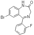 结构式 CAS# 2647-50-9, 7-溴-5-(2-氟苯基)-1,3-二氢苯并[e]-1,4-二氮杂卓-2-酮