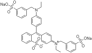 structure of CAS# 2650-18-2, Acid Blue 9;N-Ethyl-N-[4-[[4-[ethyl[(3-sulfophenyl)methyl]amino]phenyl](2-sulfophenyl)methylene]-2,5-cyclohexadien-1-ylidene]-3-sulfo-benzenemethanaminium inner salt diammonium salt