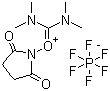 structure of CAS# 265651-18-1, N,N,N',N'-Tetramethyl-O-(N-succinimidyl)uronium hexafluorophosphate;HSTU