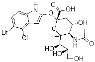 结构式 CAS# 265979-52-0, N-乙酰基-2-O-(5-溴-4-氯-1H-吲哚-2-基)-alpha-神经氨酸