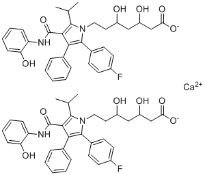 structure of CAS# 265989-46-6, Calcium 7-[2-(4-fluorophenyl)-4-[(2-hydroxyphenyl)carbamoyl]-3-phenyl-5-propan-2-ylpyrrol-1-yl]-3,5-dihydroxyheptanoate