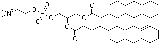 structure of CAS# 26853-31-6, 2-Oleoyl-1-palmitoyl-sn-glycero-3-phosphocholine;(R)-(Z)-[4-oxido-9-oxo-7-(palmitoylmethyl)-3,5,8-trioxa-4-phosphahexacos-17-enyl)trimethylammonium 4-oxide