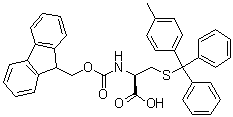 structure of CAS# 269067-38-1, N-[(9H-Fluoren-9-ylmethoxy)carbonyl]-S-[(4-methylphenyl)diphenylmethyl]-L-cysteine