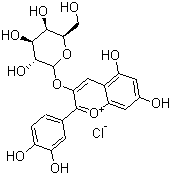 structure of CAS# 27661-36-5, Cyanidin 3-galactoside chloride;3-(Galactosyloxy)-3',4',5,7-tetrahydroxyflavylium chloride; Idein chloride