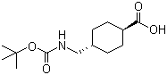 structure of CAS# 27687-14-5, Boc-tranexamic acid;Boc-(4-aminomethyl)cyclohexane carboxylic acid; trans-4-(tert-Butoxycarbonylaminomethyl)cyclohexanecarboxylic acid
