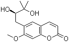 structure of CAS# 28095-18-3, Peucedanol;6-[(2R)-2,3-Dihydroxy-3-methylbutyl]-7-methoxy-2H-1-benzopyran-2-one