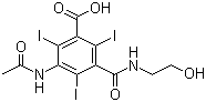 structure of CAS# 28179-44-4, Ioxitalamic acid;3-Acetamido-5-(2-hydroxyethylcarbamoyl)-2,4,6-triiodobenzoic acid