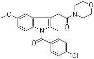 structure of CAS# 2854-32-2, BML 190;2-[1-(4-Chlorobenzoyl)-5-methoxy-2-methyl-1H-indol-3-yl]-1-(4-morpholinyl)ethanone; 1-(4-Chlorobenzoyl)-5-methoxy-2-methyl-3-[2-(4-morpholinyl)-2-oxoethyl]-1H-indole; 1-(p-chlorobenzoyl)-5-methoxy-2-methyl-3-[(morpholinocarbonyl)methyl]-indole;