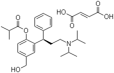 structure of CAS# 286930-03-8, (R)-Fesoterodine fumarate;2-[(1R)-3-[Bis(1-methylethyl)amino]-1-phenylpropyl]-4-(hydroxymethyl)phenyl 2-methylpropanoate fumarate