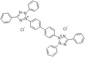 structure of CAS# 298-95-3, Neotetrazolium chloride;3,3'-(4,4'-Biphenylene)bis(2,5-diphenyl-2H-tetrazolium chloride)