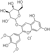 structure of CAS# 30113-37-2, Malvidin 3-galactoside chloride;3-(Galactosyloxy)-4',5,7-trihydroxy-3',5'-dimethoxyflavylium chloride