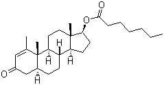 structure of CAS# 303-42-4, Methenolone enanthate;[(5S,8R,9S,10S,13S,14S,17S)-1,10,13-Trimethyl-3-oxo-4,5,6,7,8,9,11,12,14,15,16,17-dodecahydrocyclopenta[a]phenanthren-17-yl] heptanoate