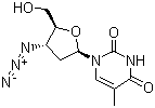 structure of CAS# 30516-87-1, Zidovudine;Azidothymidine; 3'-Azido-3'-deoxythymidine; 1-(4-Azido-5-hydroxymethyl-tetrahydro-furan-2-yl)-5-methyl-1H-pyrimidine-2,4-dione