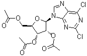 结构式 CAS# 3056-18-6, 2,6-二氯-9-(2,3,5-三-O-乙酰基-beta-D-呋喃核糖基)-9H-嘌呤