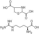 structure of CAS# 30986-62-0, L-Arginine 2,4-thiazolidinedicarboxylate;2,4-Thiazolidinedicarboxylic acid compd. with L-arginine