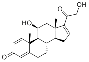 structure of CAS# 3103-17-1, Desonide 16-Ene Impurity;Deoxyprednisolone-16-ene;(8S,9S,10R,11S,13S,14S)-11-hydroxy-17-(2-hydroxyacetyl)-10,13-dimethyl-6,7,8,9,11,12,14,15-octahydrocyclopenta[a]phenanthren-3-one