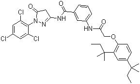 结构式 CAS# 31188-91-7, 1-(2,4,6-三氯苯基)-3-[3-(2,4-二特戊基苯氧基)乙酰胺基]苯甲酰胺基-5-吡唑酮