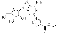结构式 CAS# 313348-16-2, 1-(6-氨基-9-beta-D-呋喃核糖基-9H-嘌呤-2-基)-1H-吡唑-4-羧酸乙酯