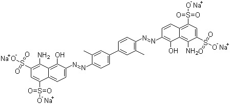 structure of CAS# 314-13-6, Direct Blue 53;C.I. 23860; Evans Blue; Tetrasodium 6,6'-((3,3'-dimethyl-(1,1'-biphenyl-4,4'diyl)bis(azo)bis(4-amino-5-hydroxy-1,3-naphthalenedisulphonate)