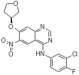 structure of CAS# 314771-88-5, N-(3-Chloro-4-fluorophenyl)-6-nitro-7-[[(3S)-tetrahydro-3-furanyl]oxy]-4-quinazolinamine