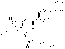 结构式 CAS# 31753-00-1, (3aR,4R,5R,6aS)-六氢-2-氧代-4-[(1E)-3-氧代-1-辛烯基]-2H-环戊并[b]呋喃-5-基 [1,1'-联苯]-4-甲酸酯