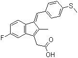 结构式 CAS# 32004-67-4, 硫化舒林酸; 5-氟-2-甲基-1-(4-甲硫基亚苄基)茚-3-乙酸