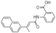 结构式 CAS# 321674-73-1, BIBR 1532; 2-[[(2E)-3-(2-萘基)-1-氧代-2-丁烯基]氨基]苯甲酸