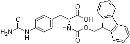 structure of CAS# 324017-22-3, 4-[(Aminocarbonyl)amino]-N-[(9H-fluoren-9-ylmethoxy)carbonyl]-D-phenylalanine;(2R)-3-[4-(carbamoylamino)phenyl]-2-(9H-fluoren-9-ylmethoxycarbonylamino)propanoic acid