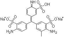 structure of CAS# 3244-88-0, Acid Violet 19;C.I. 42685; Fuchsin Acid; Rubin S; 2-Amino-5-[(4-amino-3-sulfophenyl)(4-imino-3-sulfo-2,5-cyclohexadien-1-ylidene)methyl]-3-methylbenzenesulfonic acid  disodium salt