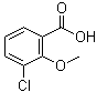 structure of CAS# 3260-93-3, 3-Chloro-2-methoxybenzoic acid