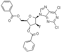 结构式 CAS# 329187-80-6, 2,6-二氯-9-(3,5-二-O-苯甲酰基-2-脱氧-2-氟-D-阿拉伯呋喃糖基)-9H-嘌呤