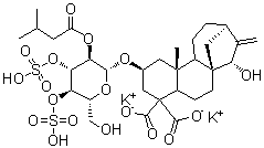 结构式 CAS# 33286-30-5, 胶苍术甙; 羧基苍术苷二钾盐