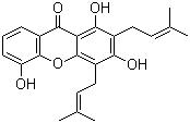 结构式 CAS# 33390-41-9, 8-Deoxygartanin; 1,3,5-三羟基-2,4-双(3-甲基-2-丁烯基)氧杂蒽酮