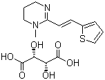 structure of CAS# 33401-94-4, Pyrantel tartrate;1,4,5,6-Tetrahydro-1-methyl-2-(2-(2-thienyl)vinyl)-pyrimidin(e)-pyrimidintartrate