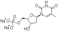 结构式 CAS# 33430-62-5, 胸苷酸二钠; 2'-脱氧胸苷-5'-单磷酸二钠盐