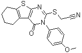 结构式 CAS# 337349-54-9, Necrostatin-5; 2-[[3,4,5,6,7,8-六氢-3-(4-甲氧基苯基)-4-氧代[1]苯并噻吩并[2,3-d]嘧啶-2-基]硫代]-乙腈
