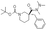 structure of CAS# 339539-82-1, (3R)-3-(Phenylmethyl)-1,3-piperidinedicarboxylic acid 1-(1,1-dimethylethyl) ester 3-(trimethylhydrazide)
